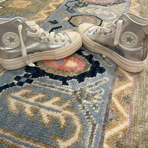 Converse Kids Metallic Silver High-Tops